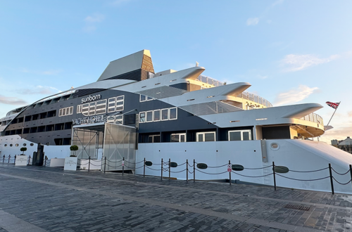 Moored at London’s Royal Victoria Dock, The Sunborn Yacht Hotel is 142-metres of floating luxury.