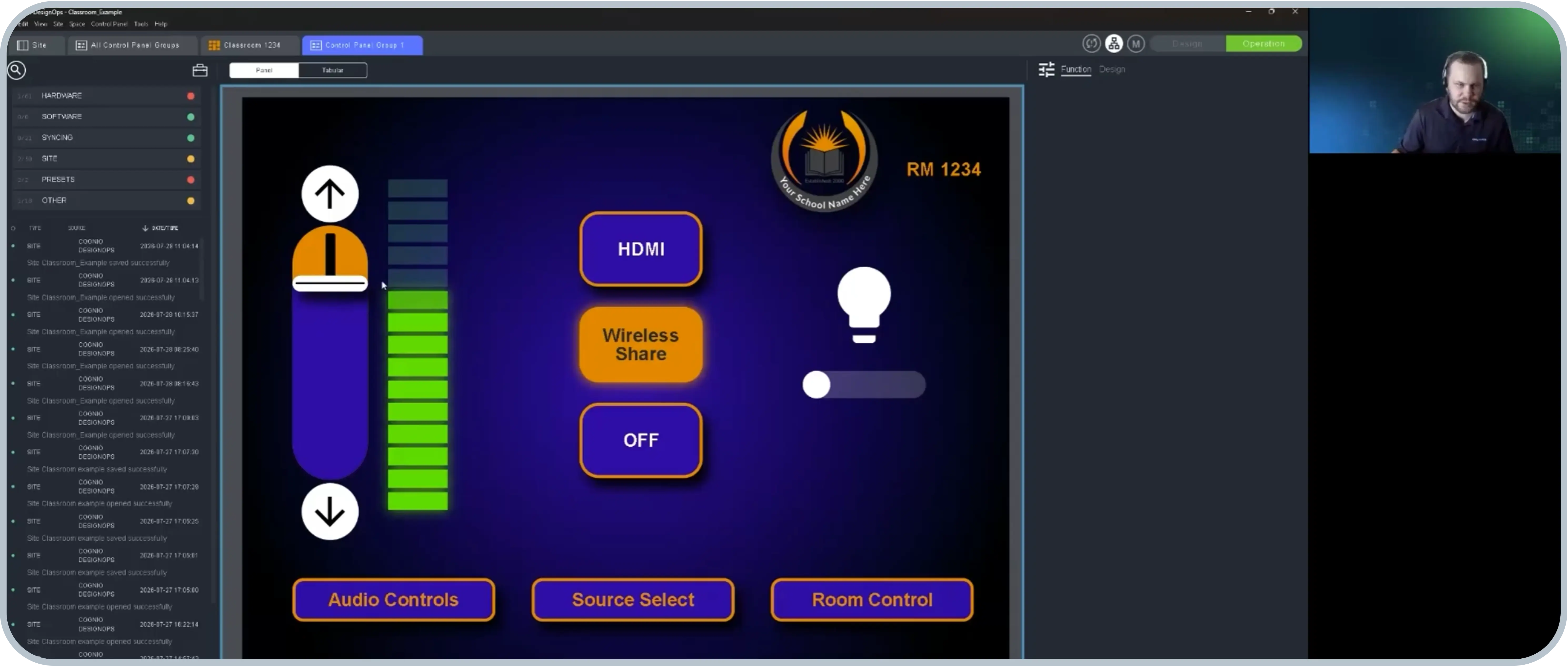 Creating control screen in Design Ops Software