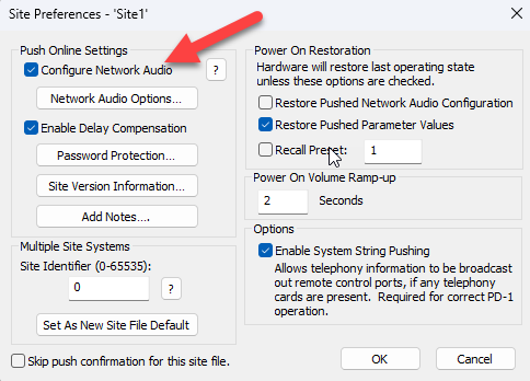 Configure network audio