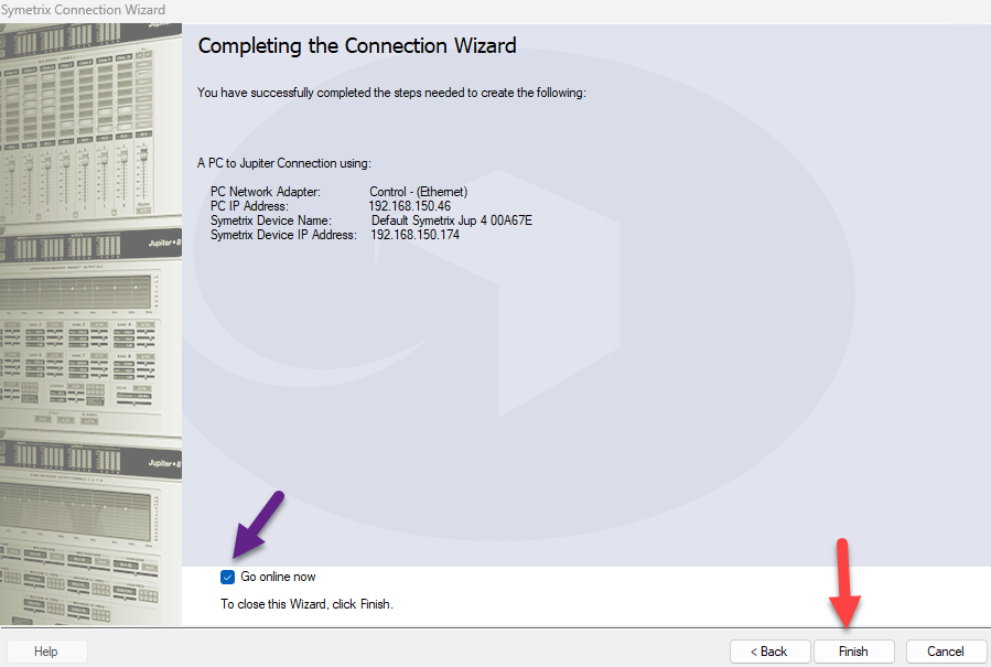 Connection wizard finish 1